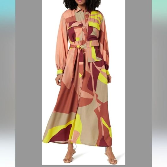 The Drop Abstract Print Maxi Dress with Utility Belt by @Takkunda Size XXL NWT - Picture 1 of 6